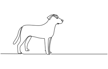 continuous line drawing cute dog, Continuous one line drawing of a dog. Dog one line drawing minimalist style