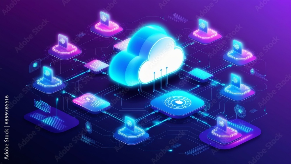 Poster Futuristic Cloud Computing Network with Data Transfer