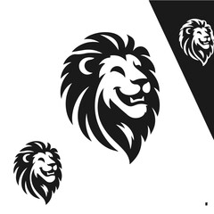 Clean Black and white vector silhouette of a Lion on white background
