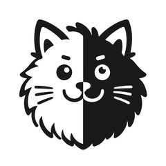 Clean Black and white vector silhouette of a Cat on white background