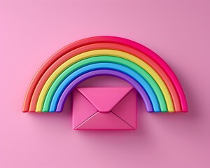 Naklejka premium Vibrant Email Icon with Rainbow Symbolizing Colorful Communication