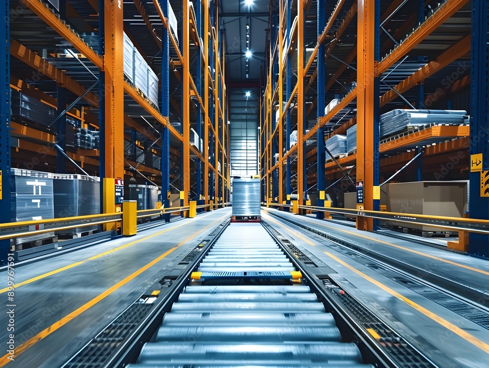 Poster automated warehouse storage and retrieval system with efficient logistics and space utilization