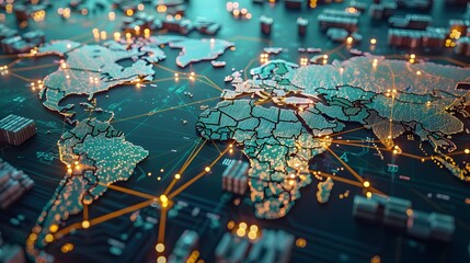 Global Logistics Network with Real Time Shipping Routes and Supply Chain Data Visualization
