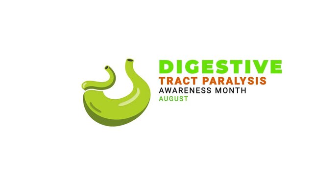 Digestive tract paralysis awareness month. Stomach icon Motion.