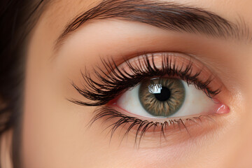 Obraz premium Close-Up Image of Natural Looking Eyelash Extensions on Almond-Shaped Eyes