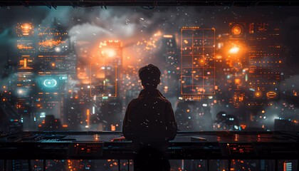 Futuristic Entrepreneur’s Calendar, Strategic Entrepreneur Navigating Day with Futuristic Calendar Interface and Interactive Reminders,  visually engaging time management scene