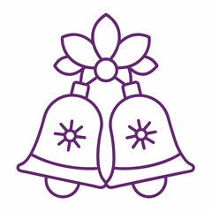 line art holy christmas two bell in white vector illustration