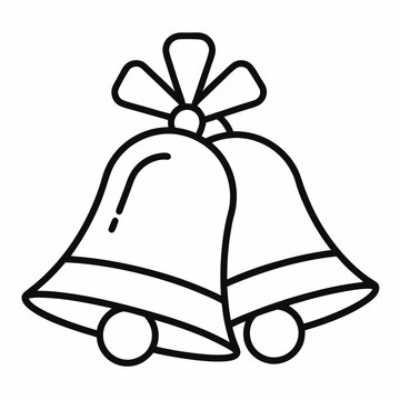 recommend clip art: line art holy christmas two bell in white vector illustration