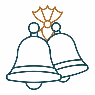 recommend clip art: line art holy christmas two bell in white vector illustration