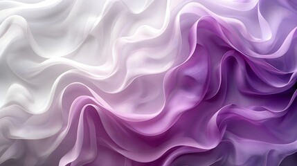 Obraz premium Abstract 3D horizontal waves, heavy cloth flowing, white and violet colors. can be used as texture, desktop background, wallpaper or graphical