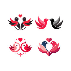 Obraz premium Set of love bird couple bird icons illustration