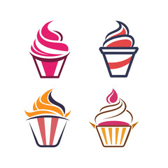 set of cake icons illustration