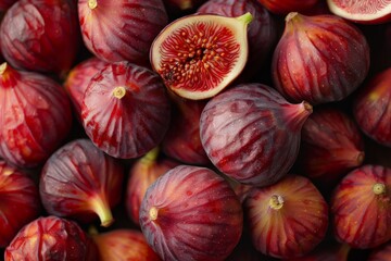 Close-up of fresh figs with deep, rich colors and textures.