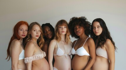Obraz premium A group of women posing for a photo, one of whom is pregnant