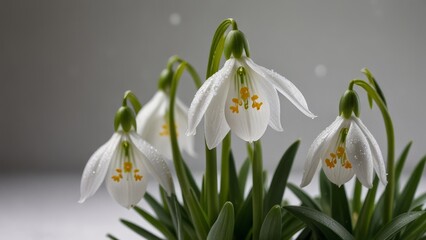 Obraz premium Delicate Snowdrop Flowers in Bloom