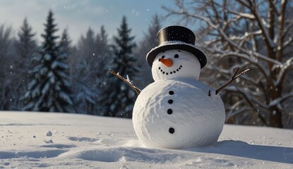 Obraz premium Cheerful Snowman in Winter Wonderland