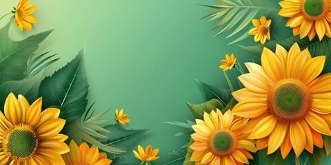 Beautiful sunflower background. Ai generation