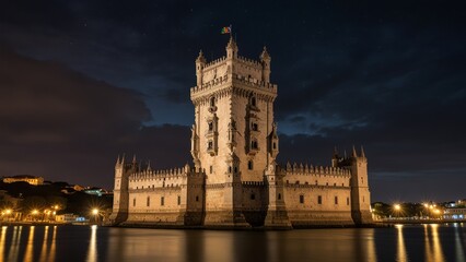 Naklejka premium Belem Tower at Night