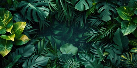 Fototapeta na wymiar Tropical leaves background. Ai generation.