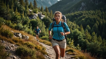 Naklejka premium Dynamic Trail Running Adventure