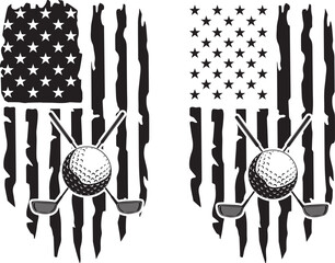 Distressed Golf American Flag, golf team, golf club, golf ball vector file