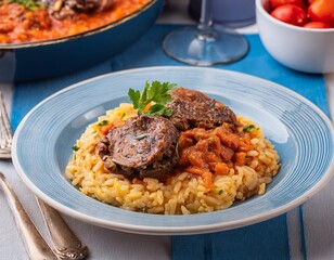 Homemade Risotto alla Milanese and Ossobuco