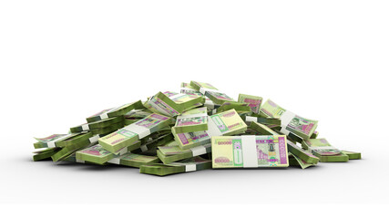 3D Stacks of Mongolian Tugrik notes isolated on transparent background, Mongolia Togrog bundles
