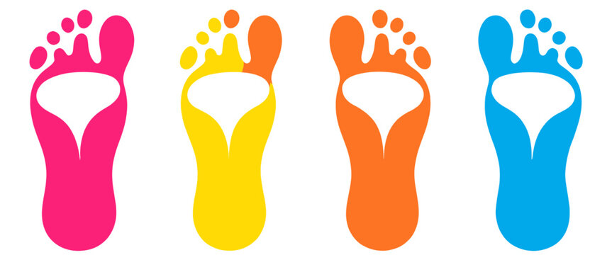 Colorful footprints in a row