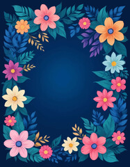 Colorful Flower Bouquet with Leaves and Stems