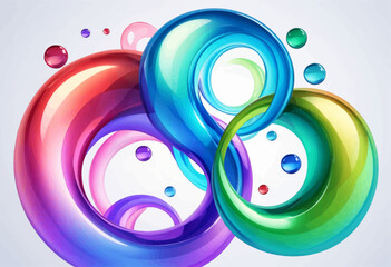 Colorful Abstract Sphere Illustration with Bubbles and Circles