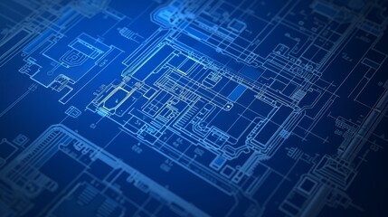 High-detail blueprint showcasing intricate mechanical design. The blue tones and precise lines emphasize the technical and engineering aspects, perfect for projects related to architecture