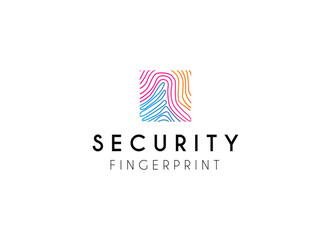 Finger print cyber security Logo Design. Technology logo Design template.