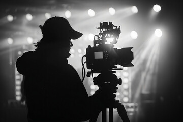 Cameraman Filming on Stage