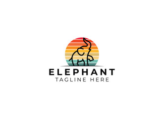 African Elephant element. Silhouette of elephant logo design