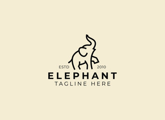 African Elephant element. Silhouette of elephant logo design