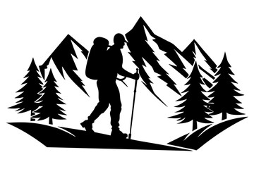 Hiking silhouette vector illustration