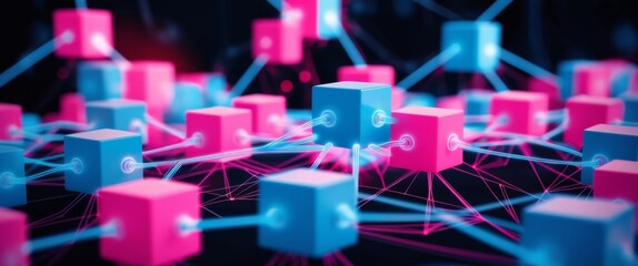 Fototapeta premium Abstract Futuristic Digital Blocks Network