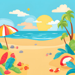 summer background with trees and sea