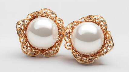 Fototapeta premium pearl earrings on a white background