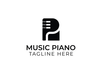 Minimalist and simple piano instrumental music logo design