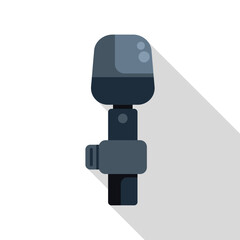 Flat design microphone icon casting a long shadow, perfect for projects related to audio recording, podcasts, and music production