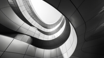 Abstract lines and curves in monochrome tones, modern minimalism
