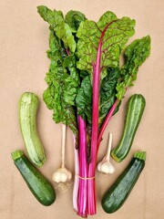 vegetables on a board