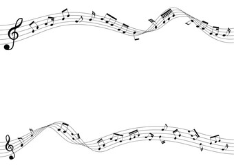 musical notes on flow chords. A vector illustration