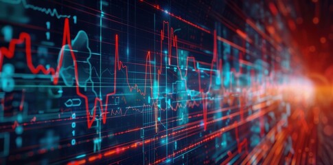 Obraz premium Futuristic Digital Data and Stock Market Graph. Business concept.
