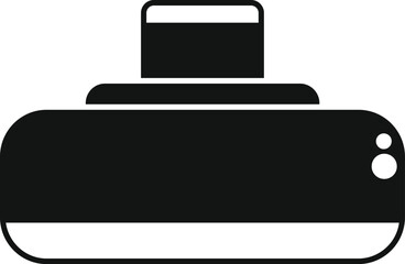 Black silhouette of an air conditioner blowing cold air, isolated on a white background