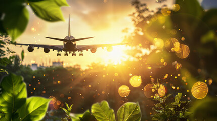 Naklejka premium Business travel with a focus on sustainability and eco-friendly practices