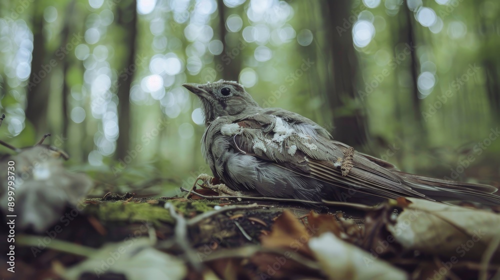 Wall mural deceased bird found in woodland