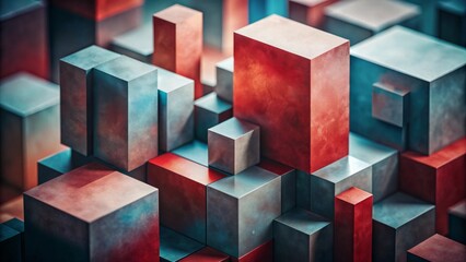 Obraz premium A visually striking arrangement of large, colored cubes in a geometric, almost abstract composition