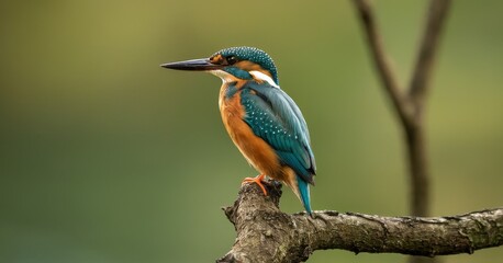 Fototapeta premium Kingfisher Bird Perched on a Tree: Cinematic AI-Enhanced Shot